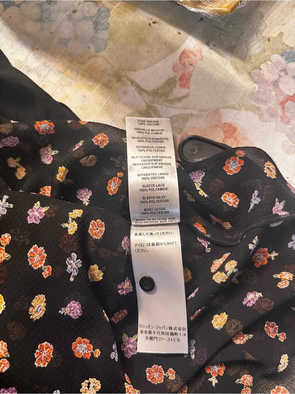 See By Chloe Black Floral High-Neck Sheer Blouse - Picture 16 of 16